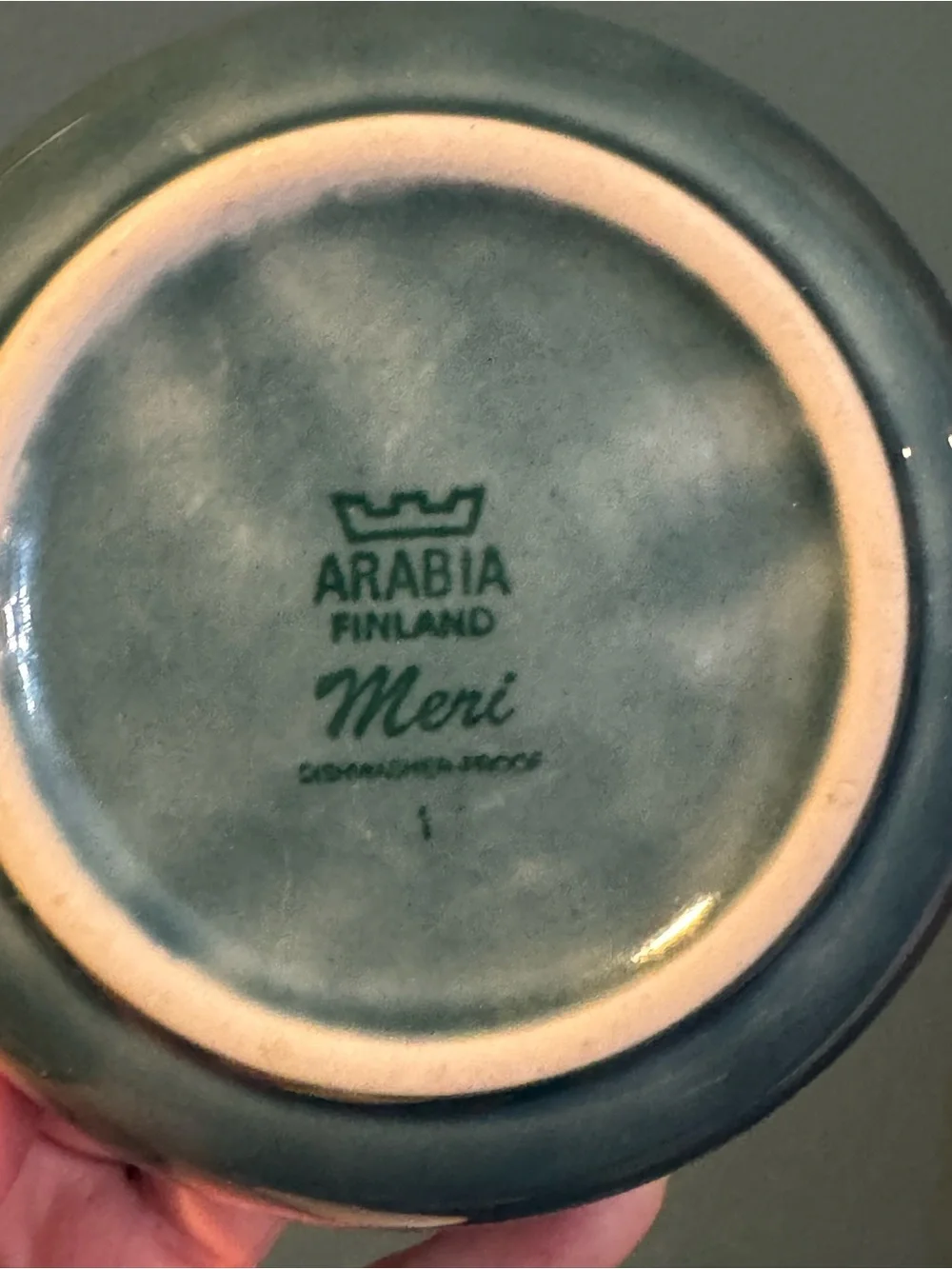 Set Of 4 ARABIA FINLAND MERI lugged Cereal bowls Sea Blue And Brown